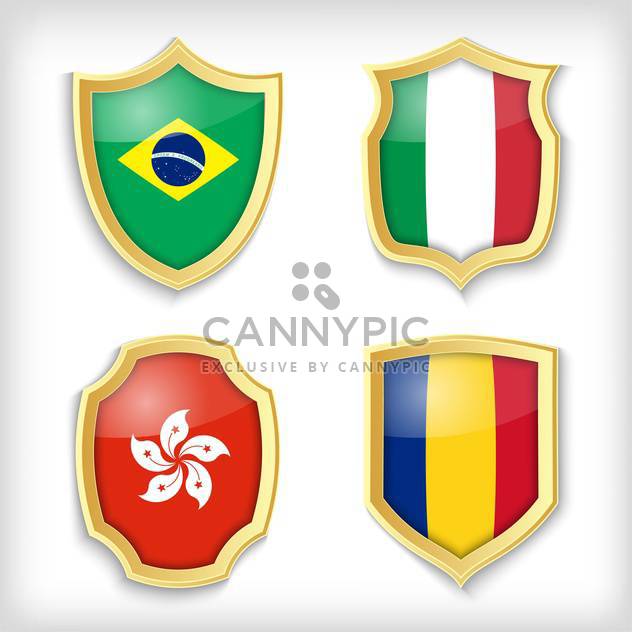 set of shields with different countries stylized flags - vector #134514 gratis