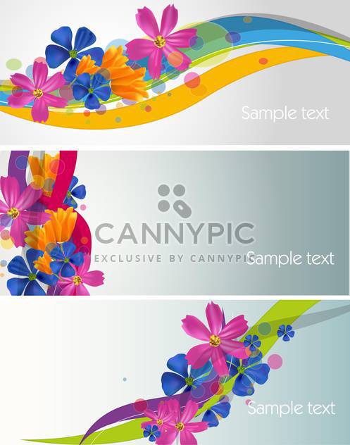 summer floral cards background set - vector gratuit #134544 