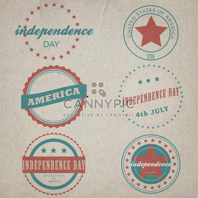 vector set of vintage labels for independence day - vector gratuit #134754 