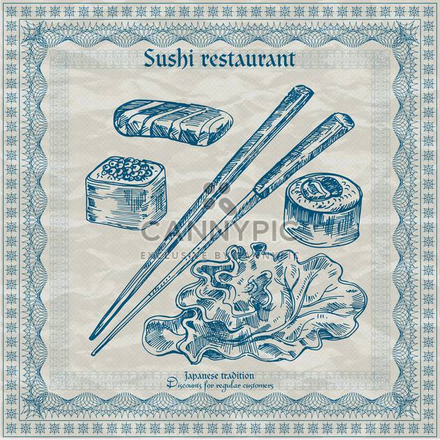 vintage sushi restaurant banner vector illustration - vector gratuit #135204 
