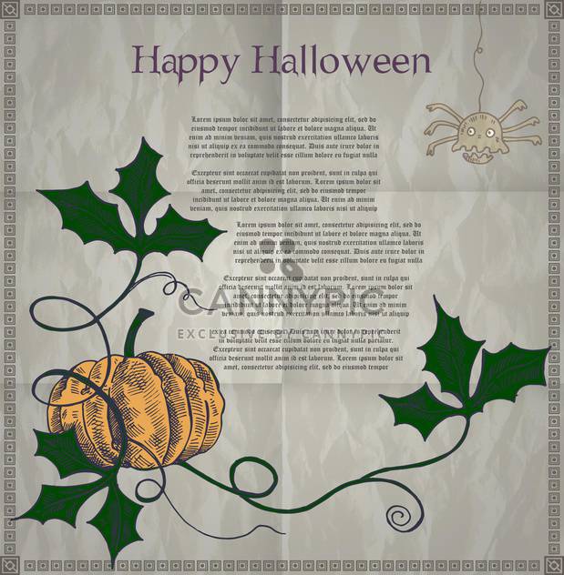 Halloween holiday card with pumpkin - Kostenloses vector #135284